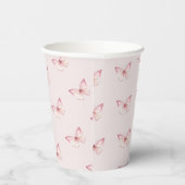 Niedliche Wasserfarben Rosa Schmetterlinge Pappbecher (Rechts)