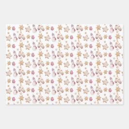 Niedliche Wasserfarben Schneemann Kekse Kunst Geschenkpapier Set