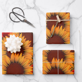 Niedliche Wasserfarben-Sonnenblume Geschenkpapier Set