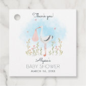 Niedliche Wasserfarben Stork Babydusche Geschenkanhänger (Vorderseite)