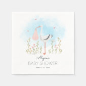 Niedliche Wasserfarben Stork Babydusche Serviette (Vorderseite)