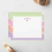 Niedliche Wasserfarben Streifen und Herbstfrühling Mitteilungskarte (Vorderseite/Rückseite Beispiel)