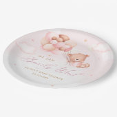 Niedliche Wasserfarben Teddy Bear Girl Babydusche Pappteller (Schrägansicht)