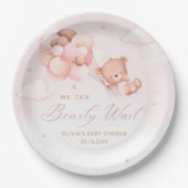 Niedliche Wasserfarben Teddy Bear Girl Babydusche Pappteller (Vorderseite)