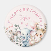 Niedliche Wasserfarben Wildtiere Rosa Mädchen Gebu Magnet (Vorne)