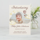 Niedliche Wasserfarben Wolken Foto Adoption Ankündigung (Stehend Vorderseite)