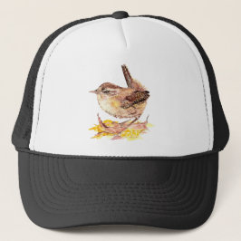 Niedliche Wasserfarben-Wren-Vogel, Natur, Wildtier Truckerkappe