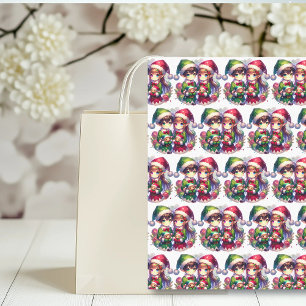 Niedliche Wasserfarbenanime - Elfen Weihnachten Seidenpapier