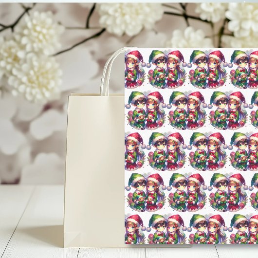 Niedliche Wasserfarbenanime - Elfen Weihnachten Seidenpapier