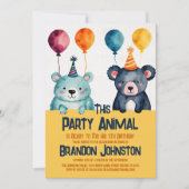 Niedliche Wasserfarbenbärenjunge Tier Einladung (Vorderseite)