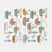 Niedliche Wasserfarbenboote Junge Personalisiert Fleecedecke (Vorderseite (Horizontal))