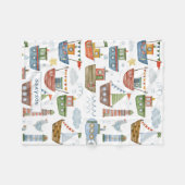 Niedliche Wasserfarbenboote Junge Personalisiert Fleecedecke (Vorderseite (Horizontal))