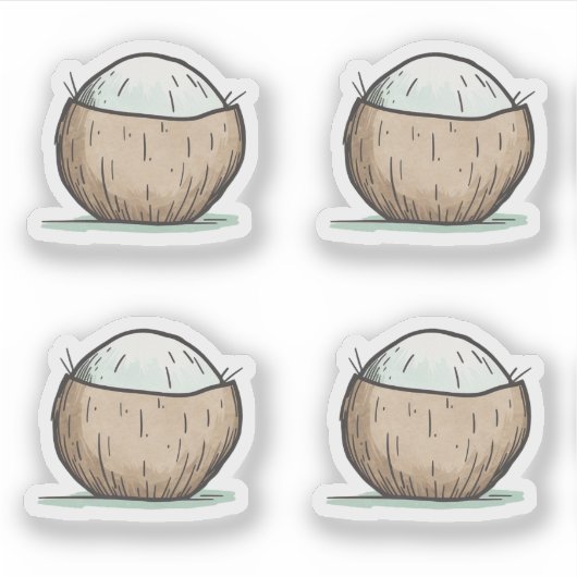 Niedliche Wasserfarbencoconut Aufkleber (Vorderseite)