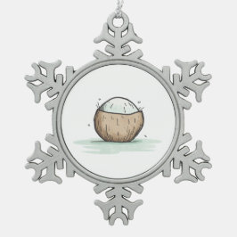 Niedliche Wasserfarbencoconut Schneeflocken Zinn-Ornament