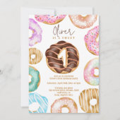 Niedliche WasserfarbenDonuts Sweet 1. Geburtstag Einladung (Vorderseite)