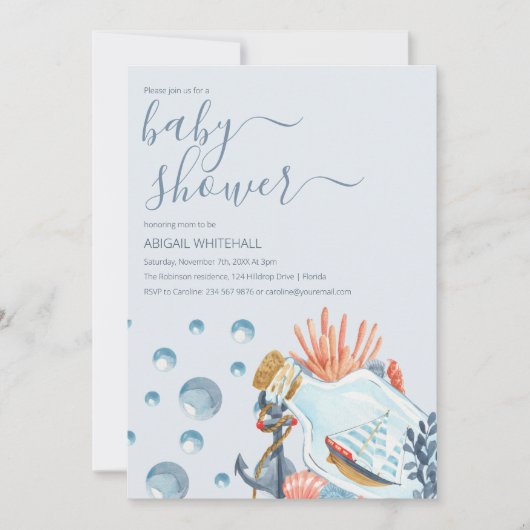 Niedliche Wasserfarbendusche Einladung (Vorderseite)