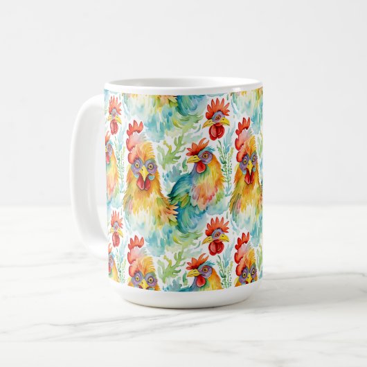 Niedliche Wasserfarbene Hühner Kaffeetasse (Vorderseite Links)
