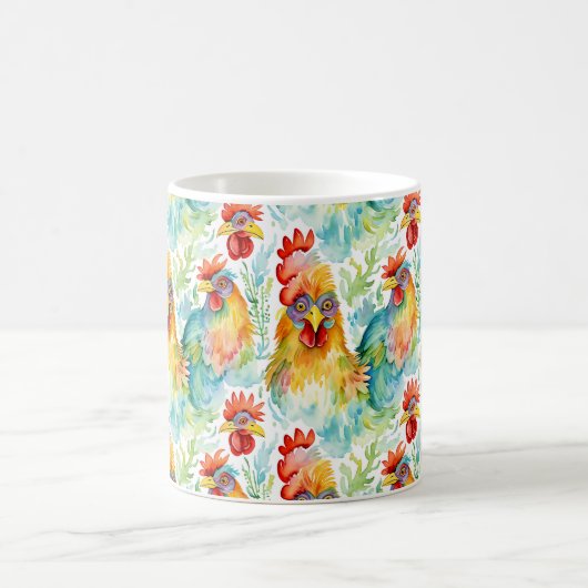 Niedliche Wasserfarbene Hühner Kaffeetasse (Mittel)