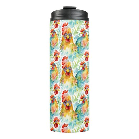 Niedliche Wasserfarbene Hühner Thermosbecher (Vorderseite)