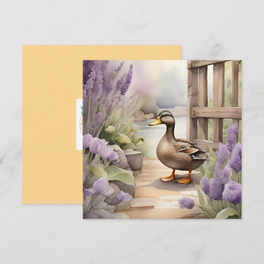 Niedliche Wasserfarbenente N Lavendelblank Karte (Vorne/Hinten)