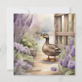 Niedliche Wasserfarbenente N Lavendelblank Karte (Vorderseite)