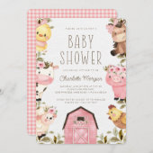 Niedliche Wasserfarbenfarm Tiere Barnyard Baby Dus Einladung (Vorne/Hinten)