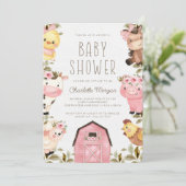 Niedliche Wasserfarbenfarm Tiere Barnyard Baby Dus Einladung (Stehend Vorderseite)