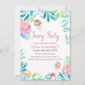 Niedliche Wasserfarbenfrohe Märchengarten Geburtst Einladung (Vorderseite)