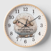 Niedliche Wasserfarbenfrohe Schafe, Holzwand Uhr (Vorderseite)