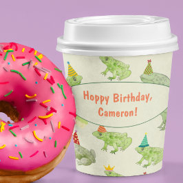 Niedliche Wasserfarbenfrosche Funny Hoppy Geburtst Pappbecher