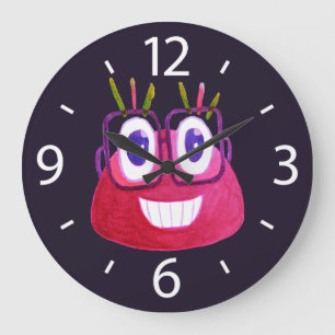 Niedliche Wasserfarbengeek Glasses Candy Charakter Große Wanduhr
