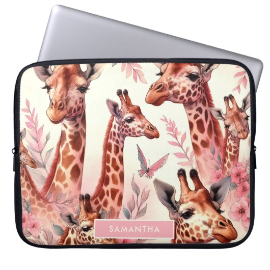 Niedliche WasserfarbenGiraffe Laptopschutzhülle (Vorderseite)