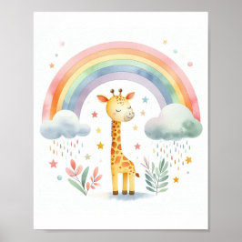 Niedliche WasserfarbenGiraffe Poster