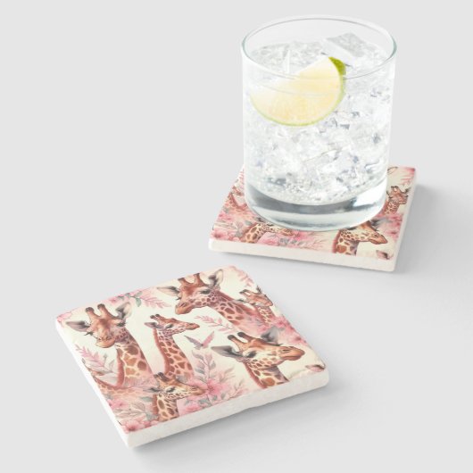 Niedliche WasserfarbenGiraffe Steinuntersetzer (Seitenansicht)