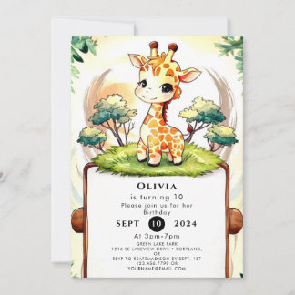 Niedliche WasserfarbenGiraffe zum Geburtstag Einladung