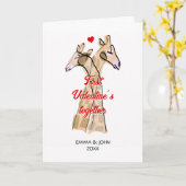 Niedliche WasserfarbenGiraffen Erster Valentinstag Karte (Gelbe Blume)