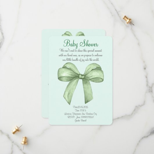 Niedliche Wasserfarbengrün-Bugeinladung Save The Date (Vorderseite/Rückseite Beispiel)