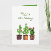 Niedliche Wasserfarbenkaktus in Töpfen Karte (Vorderseite)