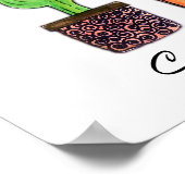 Niedliche Wasserfarbenkaktus in Töpfen Poster (Ecke)