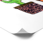 Niedliche Wasserfarbenkaktus in Töpfen Poster (Ecke)