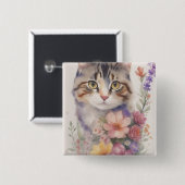 Niedliche Wasserfarbenkatze Button (Vorne & Hinten)