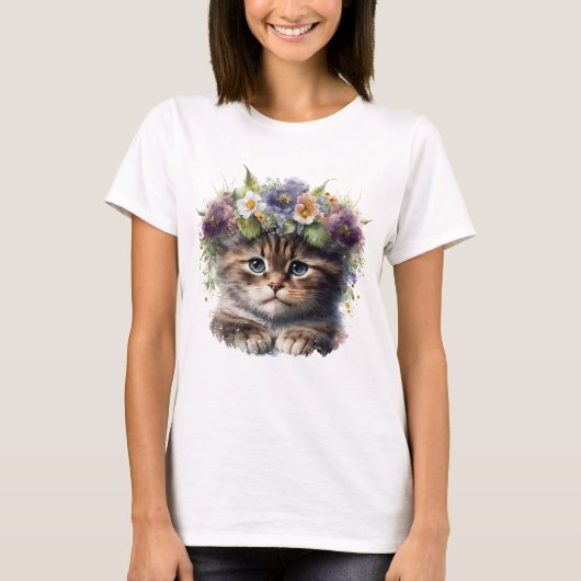 Niedliche Wasserfarbenkatze T-Shirt (Vorderseite)