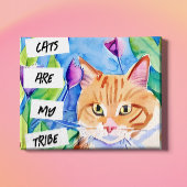 Niedliche Wasserfarbenkatze und Hübsche Blume Poster