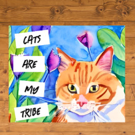 Niedliche Wasserfarbenkatze und Hübsche Blume Poster