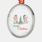 Niedliche Wasserfarbenkatze Weihnachtskätzchen Par Ornament Aus Metall (Links)