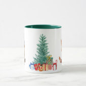 Niedliche Wasserfarbenkatze Weihnachtskätzchen Par Tasse (Zentrum)