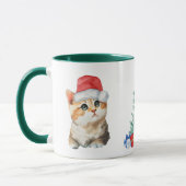 Niedliche Wasserfarbenkatze Weihnachtskätzchen Par Tasse (Links)