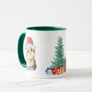 Niedliche Wasserfarbenkatze Weihnachtskätzchen Par Tasse