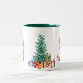 Niedliche Wasserfarbenkatze Weihnachtskätzchen Par Zweifarbige Tasse (Mittel)