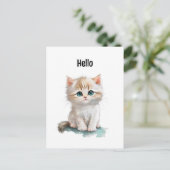 Niedliche Wasserfarbenküche mit blauen Augen Postkarte (Stehend Vorderseite)